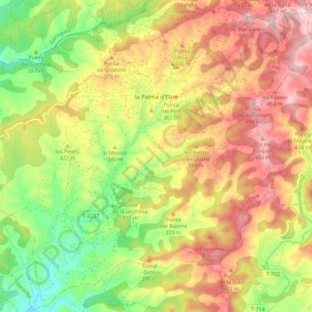 Carte topographique la Palma d'Ebre, altitude, relief
