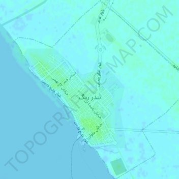 Carte topographique Bandar Rig City, altitude, relief