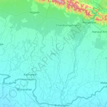 Carte topographique Rautahat, altitude, relief