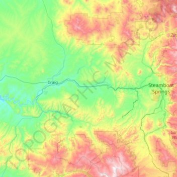 Carte topographique Yampa River State Park, altitude, relief
