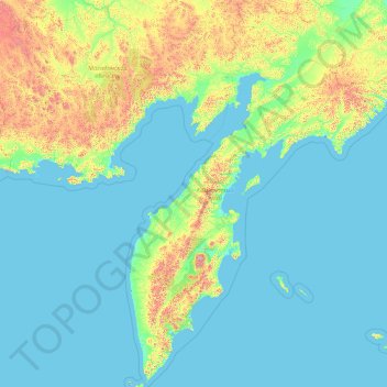 Carte topographique Kamchatka Krai, altitude, relief