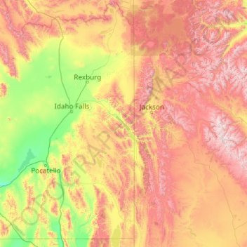 Carte topographique Caribou-Targhee National Forest, altitude, relief