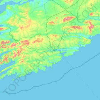 Carte topographique County Cork, altitude, relief