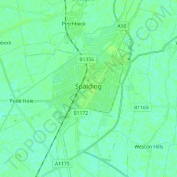 Carte topographique Spalding, altitude, relief