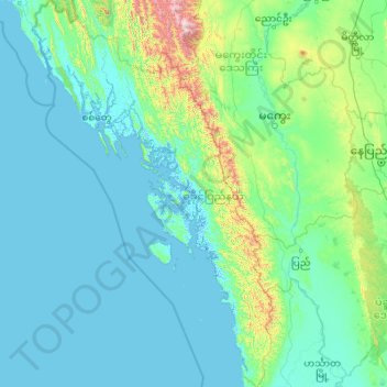 Carte topographique tat d Arakan altitude relief