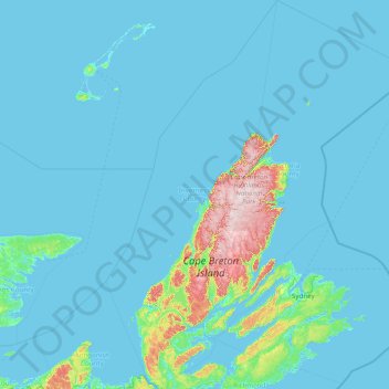 Carte topographique Municipality of the County of Inverness, altitude, relief