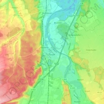 Carte topographique Aitrach, altitude, relief