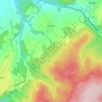 Carte topographique Grune, altitude, relief