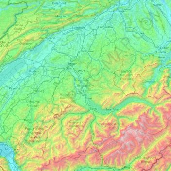 Carte topographique Berne, altitude, relief