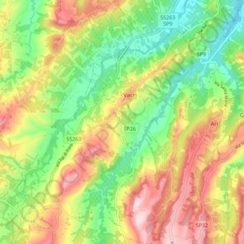 Carte topographique Vacri, altitude, relief