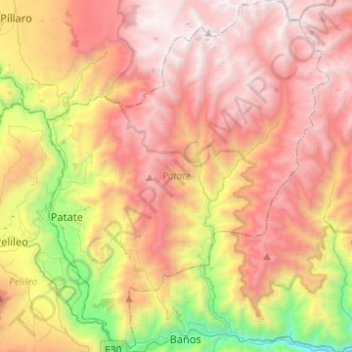 Carte topographique Patate, altitude, relief