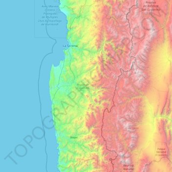 Carte topographique Región de Coquimbo, altitude, relief