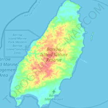 Carte topographique Barrow Island, altitude, relief