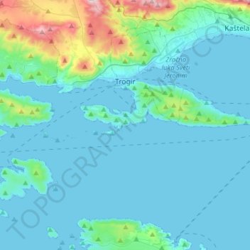 Carte topographique Grad Trogir, altitude, relief