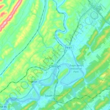 Carte topographique Clinton, altitude, relief