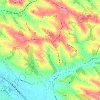 Carte topographique Saint-Jean-Lherm, altitude, relief