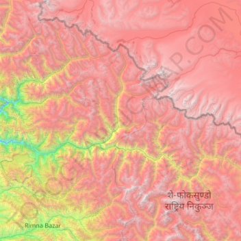 Carte topographique Mugu, altitude, relief