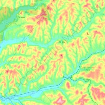 Carte topographique Washington Township, altitude, relief