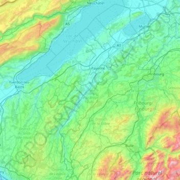 Carte topographique La Broye, altitude, relief