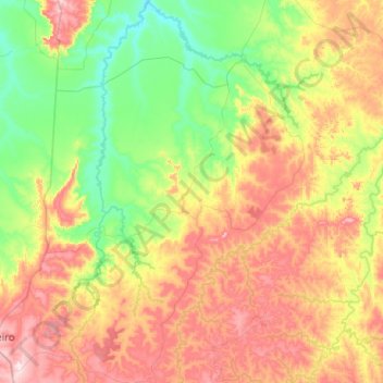 Carte topographique Olhos D'Água do Oeste, altitude, relief