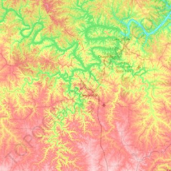 Carte topographique Camden County, altitude, relief