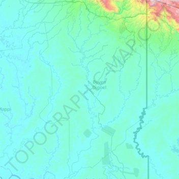 Carte topographique Boven Digoel, altitude, relief