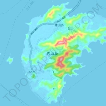 Carte topographique 秀山岛, altitude, relief