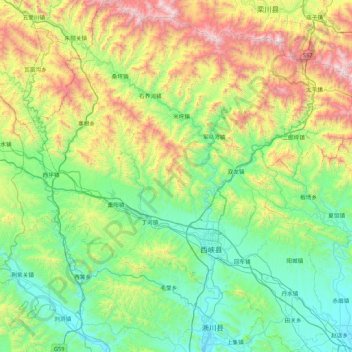 Carte topographique 西峡县, altitude, relief