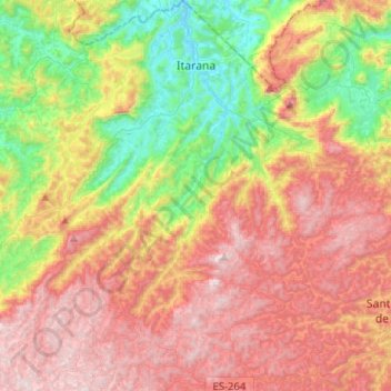 Carte topographique Itarana, altitude, relief