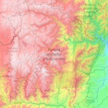 Carte topographique Parque Nacional Llanganates, altitude, relief