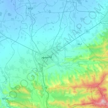 Carte topographique Ghaemshahr County, altitude, relief