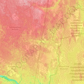 Carte topographique Мшинское сельское поселение, altitude, relief