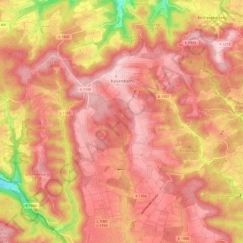 Carte topographique Kaisersbach, altitude, relief