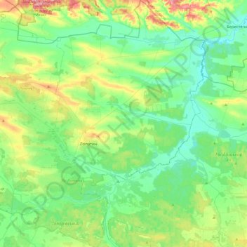 Carte topographique Lopatyn Settlement Hromada, altitude, relief