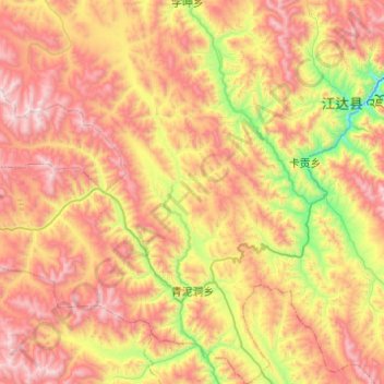 Carte topographique 青泥洞乡, altitude, relief