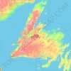Carte topographique Island of Newfoundland, altitude, relief