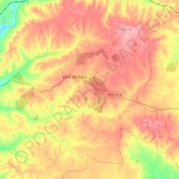 Carte topographique Vale de Açor, altitude, relief