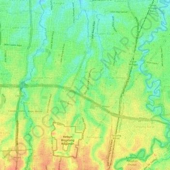 Carte topographique Pasar Minggu, altitude, relief