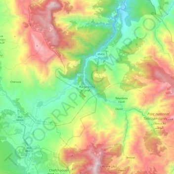 Carte topographique Al Oued, altitude, relief