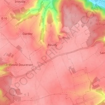 Carte topographique Reuilly, altitude, relief