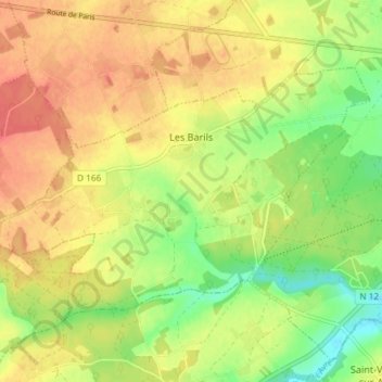 Carte topographique Les Barils, altitude, relief