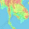 Carte topographique Thaïlande, altitude, relief