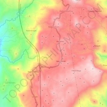 Carte topographique Baganihan, altitude, relief