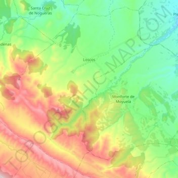 Carte topographique Loscos, altitude, relief