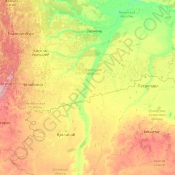 Carte topographique Тобол, altitude, relief