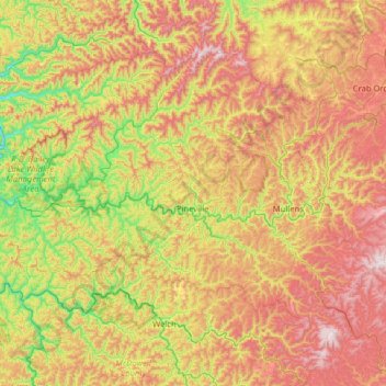 Carte topographique Wyoming County, altitude, relief