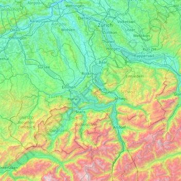 Carte topographique Reuss, altitude, relief