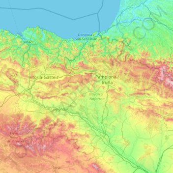 Carte topographique Pays Basque, altitude, relief