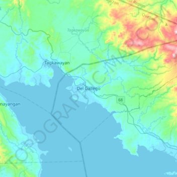 Carte topographique Del Gallego, altitude, relief