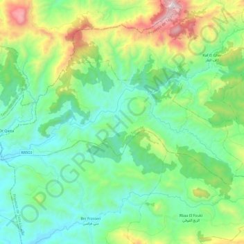 Carte topographique Brarha, altitude, relief